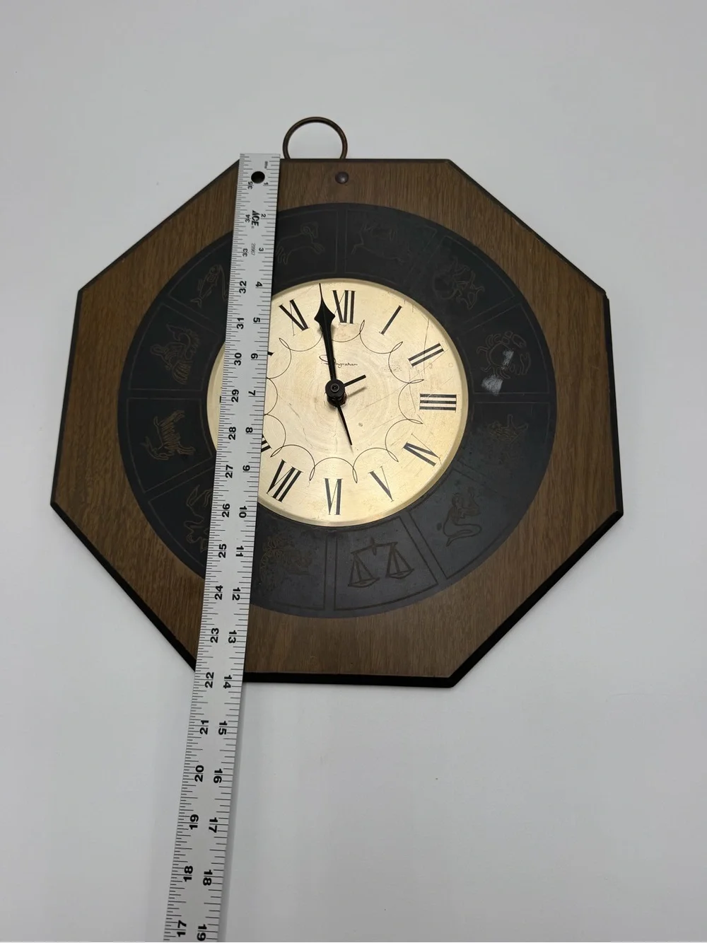 Vintage Ingraham Zodiac Wall Clock: 1960s Mid Century Astrological Decor SEE DES